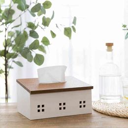 Wood Tissue Box Tissue Holder Tissues Paper Napkin Container Nordic Wooden Kitchen Organisation Home Dining Room Accessories 210326