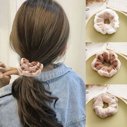 Plush Elastic Hair Bands Velvet Winter Warm Accessory Hair Ring Loop Band Soft Flannel Faux Fur Hair Scrunchie Ponytail Headwear