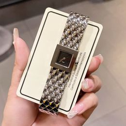 Full Brand Wrist Watches Women Ladies Girl Square Style Metal Steel Quartz With Logo Clock CH79