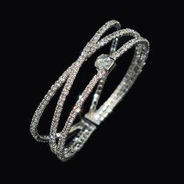 Bangle Cubic Zircon Silver Golden Plated Crystal Women's Bracelets And Bangles Wedding Bridal Jewelry Gifts