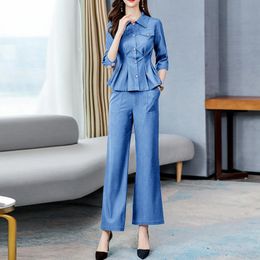 Descuento Camisa De Jean Manga Larga Mujer 2022 en venta en DHgate.com