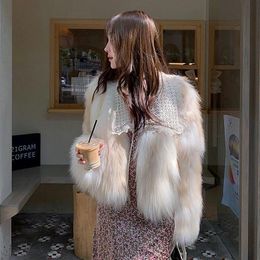 Women's Fur & Faux Jacket Women Coat Short Autumn And Winter Square Collar Style Veste Femme