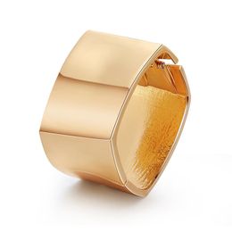 Bangle ORNAPEADIA Bracelet For Women Exaggerated Personality Minimalist Wide-sided Alloy Smooth Square Cuff Bangles