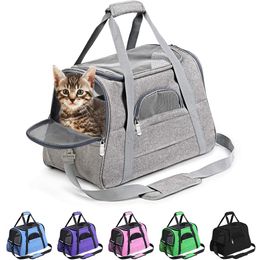 Pet Cat Carriers Portable Breathable Foldable Bag Cat Dog Carrier Bag Outgoing Travel Pets Handbag with Locking Safety Zippers