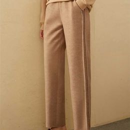 Amii Minimalism Winter Fashion Women's Pants Causal Elastic Waist Keep Warm Velvet Thick Female 1200 211115