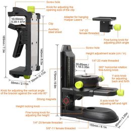 Fine-tuning Bracket Laser Level Adapter Multifunctional Magnetic Pivoting Base with Adjustable Clip 360°Toola