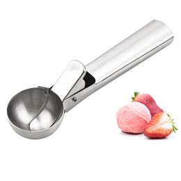 Stainless Steel Ice Cream Scoops Trigger Stacks Digger Tools Durable Fruit Watermelon Baller Spoon Dessert Cake Spoons Multifunction Kitchen Hangable TR0068