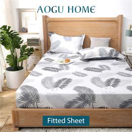 AOGUHOME 21 Designs Printed Bedsheets Geometric Fitted Sheet Queen Bed Sheet Single King Fitted Bed Sheet Mattress Cover 210626