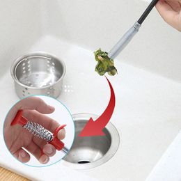 Stainless Steel Bendable Cleaner claws Sewer Hair Kitchens Sink Anti-Clogging Pipeline Foreign Matter Grabber Spring Grip FHL147WY