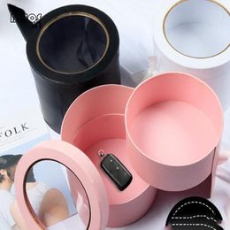 white round boxes Australia - Gift Wrap Fashion Pink Black White Round Double Layer Hollow Out Box Party Florist Valentine's Day Jewelry Flower Decoration