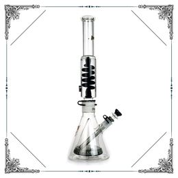 Freezable Coil Glass Bongs Heavy smoking Pipe Hookahs water pipes 18" Tall Bong Big double Beaker Freezable Oil Rig Condenser coils Buil A Bong Dab Rigs bubbler