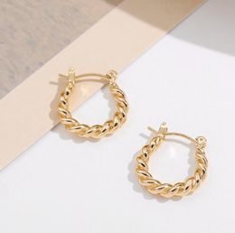 Minimalist Gold Colour Tiny Twisted Hoop Earring for Woman Fashion Punk Geometric Round Small Earrings Jewellery Accessories Gifts