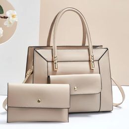HBP fashion womens totes bag all-match shoulder bags 2-piece PU solid color large-capacity casual handbag purse