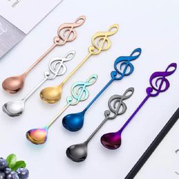 Spoons Stainless Steel Spoon Musical Notes Coffee Stirring Mug Creative Gift Dessert Kitchen Home Utensil