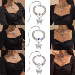 Chains Jewellery Personality Chain Exaggerated Item Decoration Women Fashion Temperament Diamond Butterfly Necklace