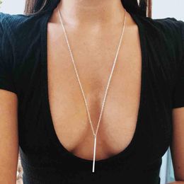 Fashion Long Pendant Necklace Dainty Simple Chain Necklaces Jewellery for Women and Girls (Gold and Silver)