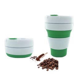 2021 Portable silicone coffee cup collapsible mug 12oz 350ml FDA food grade tea tumbler folding travel water bottle
