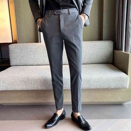 Men Business Dress Pants Formal Office Social Suits Pants High Quality Classic Slim Fit Wedding Trousers Gray Plus Size 38 210527