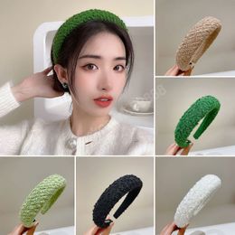 Simple Retro Wool Knitted Headband Solid Colour Elegant Women Hair Hoops Sweet Fashion Wide Edge Head Hoops Hair Accessories