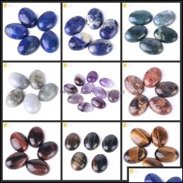 Stone Loose Beads Jewelry Csja 18X25Mm Gemstone Cabochon Natural Amethyst Tiger Eye Labradorite Lapis Lazi Men Women Charms Gems 1Pc Drop De