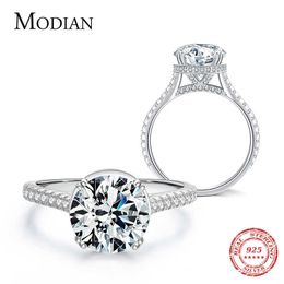 Real 925 Sterling Silver Exquisite Luxury 3ct Ten Hearts Zircon Rings For Women Wedding Engagement Fine Female Jewellery 210707