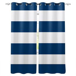 Curtain & Drapes Classic Blue And White Stripes Curtains For Kids Boy Girl Bedroom Living Room Custom Drape Kitchen Window