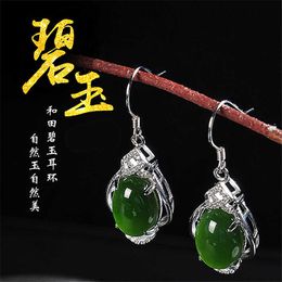 Womens Earrings Dangle crystal silver plated fashion natural material white green big female drop style