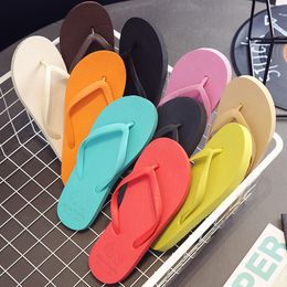 Women Solid Colour Comfortable Summer Fashion Casual Non-Slip Couple Flip Flops Breathable Beach