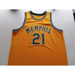 001rare Basketball Jersey Men Youth women Vintage Navy blue Larry Finch Yellow Size S-5XL custom any name or number
