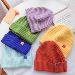 Autumn Winter Baby Knitted Hats Girls Boys Casual Solid Colour Beanies Caps Children Warm Soft Hat