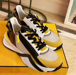 Luxury Men Flow Perfect Sneakers Shoes Comfort Casual Mens Sports Zipper Rubber Mesh Lightweight Skateboard Runner Sole Tech Fabrics Trainer with Box