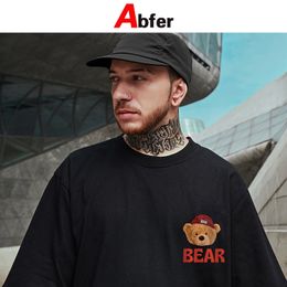 Abfer Western Style Retro T Shirt Men Cartoon Bear Printed Graphic T Shirts Oversized Hip Hop Anime Aesthetic Tshirts Tops Tee 220230F