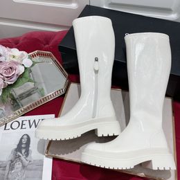 Женские ботинки-сапоги дизайнер оригинал обувь высокий каблук белый черный рыцарь ботинок подлинный кожаный молнии на молнии. Размер обуви 35-39