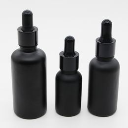 Black Essential Oil Dropper Bottles 30ml 50ml 100ml Refillable Empty Perfume Cosmetic Bottle With Eye Droppers