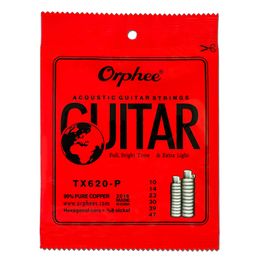 Orphee TX620-P 010 Acoustic Guitar Strings Red Cooper Anti-Rust Coat Hexagonal Core Nickel Extra Light Accessories