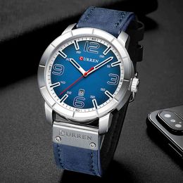 CURREN Top Luxury Brand Men's Fashion Sport Watch Men Quartz Military Wristwatch Leather Band Date Clock Relogio Masculino 210517