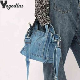 Shopping Bags Denim Jeans Sholuld For Girls Casual Fashion High Quality Women's Crossbody Daily Messenger Handbag Purse220307