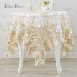 European round table cloth quality yarn fabric dining mats mat lace 210626