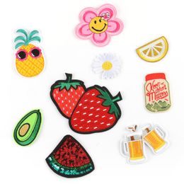 Customized Wholesale Computer Emboridery Label Strawberry Fruit Patch Clothing Accessories Badge Embroidered Cloth Stickers