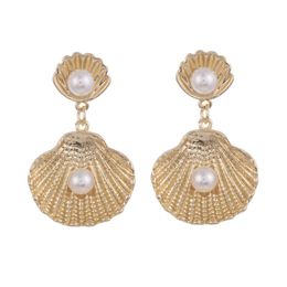 Fashion Bohemian Pearl Earrings Shell Vintage Ethnic Stud Boho Earrings For Women Statement Fine Jewellery Brincos