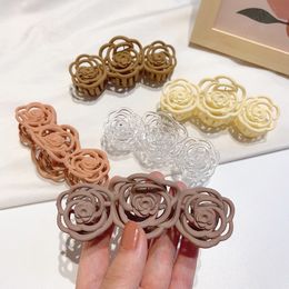 Korea Retro Hollow Rose Flower Hair Claws Clip Acrylic Clamps Hairpins Headwear Barrettes Girls Hair Accessory Headband Ponytail Holder