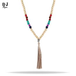 Pendant Necklaces Bojiu Handmade Nepal Jewelry Long Tassel Mala Wood Beads Ethnic Statement Necklace For Women NKS164