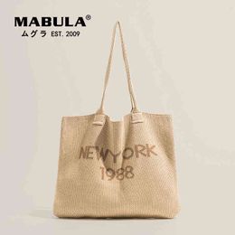 Shopping Bags Mabula Retro York Crochet Knitted Shopper Handbags Soft Summer Beach Shoulder Bag Large Capacity Work Purse 220303