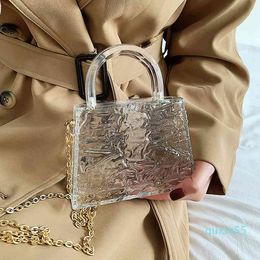 Ice Crack Transparent Lipstick Bags Chains Women Shoulder Bag Female Digner Luxury Crossbody Mini Handbag