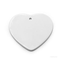 Blank Sublimation Ceramic Pendants Creative Christmas Ornaments DIY Heat Transfer Printing Ceramic Ornament Heart Round Pendants T2I51973