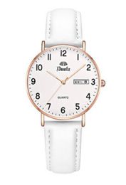 Watch, Ladies, Simple, Quartz Movement, Round, Leather Straps, Alloy Case, Luminous, Calendar, Mineral Glass, Fashion, Elegant, Small,