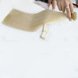 Top Quality Russian Straight 100g Black Blonde Double Drawn Hair One Donor Raw Tip Keratin Pre Bonded Nano Ring HumanHair Virgin