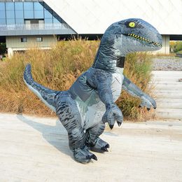 Mascot doll costume Adults Mascot Movie The Blue Raptor Dinosaur Inflatable Costume Women Man Party Dress Up Halloween Costumes Cartoon Toy