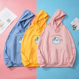 Women's Hoodies & Sweatshirts Spring Autumn Women Cartoon Kawaii I Am A Narwhal Printed Sweatshirt Streetwear Loose Pullover Couples Clothes