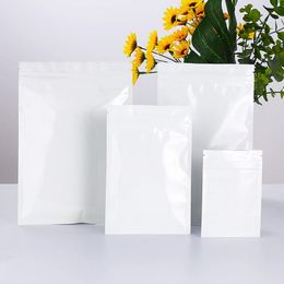 400Pcs Aluminium Foil White Packaging Bags Resealable Mylar Ziper Lock Packing Pouch Various Sizes Food Storage Bag